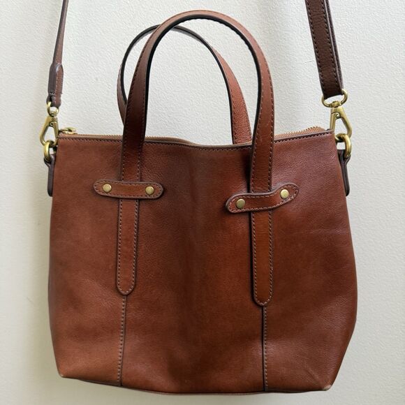 Fossil Felicity Satchel brown leather crossbody - Picture 3 of 8